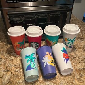 Large Variety of Starbucks Cups and Lids